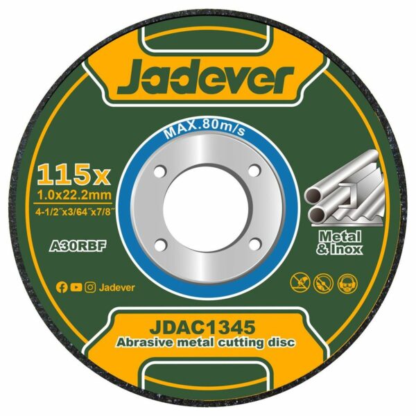 Disco Corte Metal P/Amoladora, Jadever 4.1/2" - 1.0mm