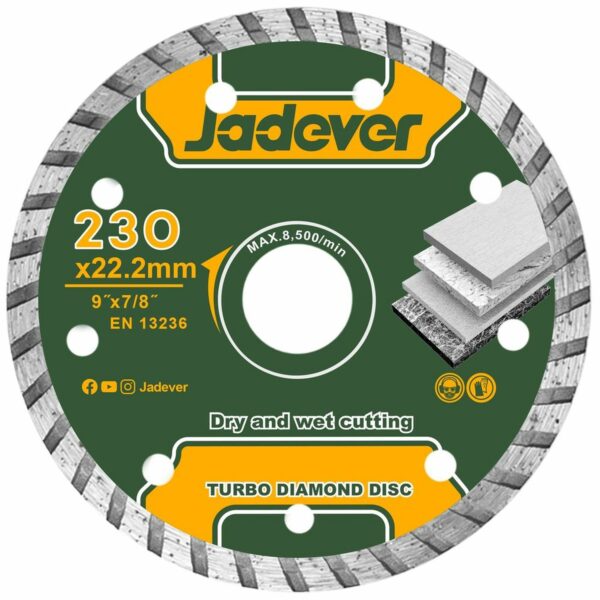 Disco Diamantado P/Amoladora, Jadever 9" - Turbo