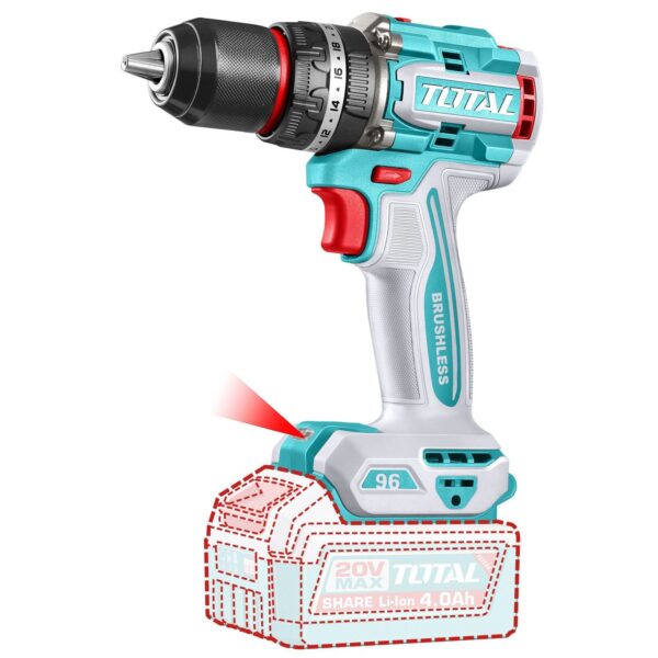 Atornillador Percutor Total 20v - 13mm - 96Nm, Sin Carbones