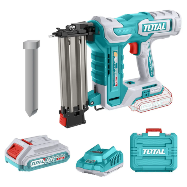 Clavadora Madera Total 20v - Sin Carbones, C/Batería, Maletín y Clavos
