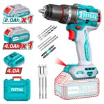 Atornillador Percutor Total 20v - 13mm - 86Nm, Sin Carbones, 2 Baterías Y Maletín