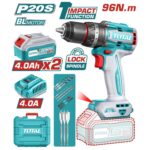 Atornillador Percutor Total 20v - 13mm - 96Nm, Sin Carbones, 2 Baterías Y Maletín - Imagen 2