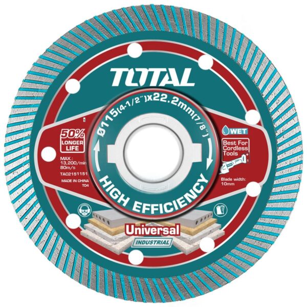 Disco Diamantado P/Amoladora 4.1/2" Total - Turbo