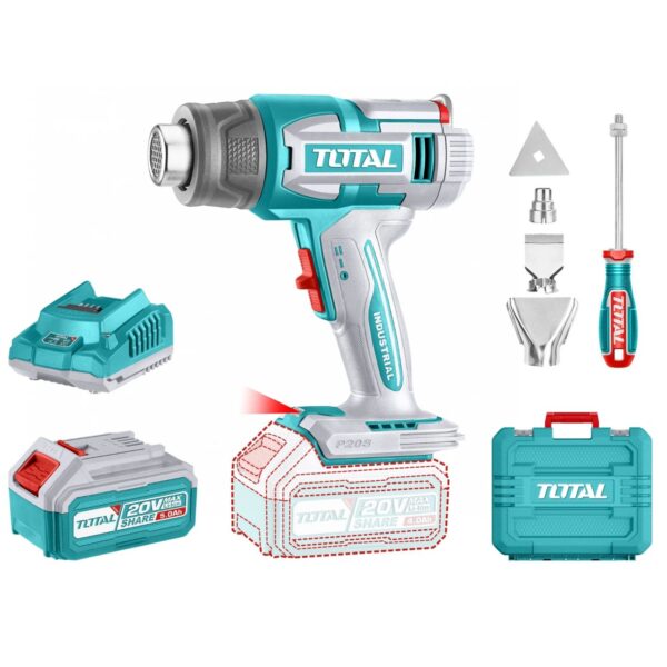Pistola De Calor Inalámbrica Total 20v - 550ºC, 1 Batería 5.0Ah + Cargador + Maletín
