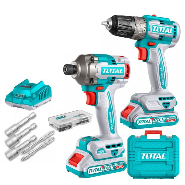 Kit Total 20v - Taladro Atornillador 52Nm + Atornillador De Impacto 1/4"