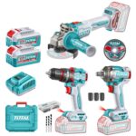 Kit Total 20v - Atornillador Percutor 66Nm + Amoladora 4.1/2" + Llave De Impacto 1/2"