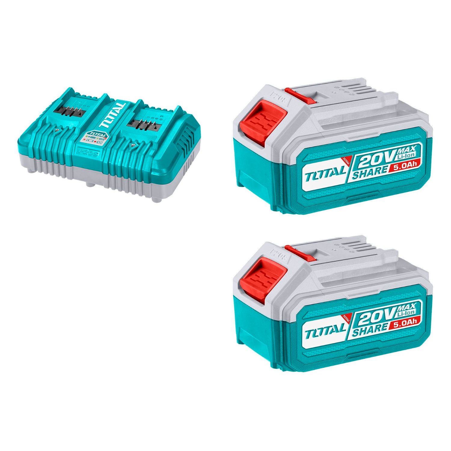 TFBCPK2425_01 Set 2 Baterías 5.0Ah + Cargador Doble 20v Total - Imagen 1