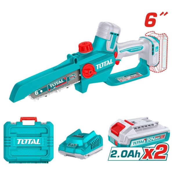 Motosierra De Mano A Batería 6" Total - 20v, 2 Baterías 2.0Ah + Cargador