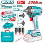 Llave De Impacto Total 1/2" + 1/4" - 230Nm - 20v, 2 Baterías 2.0Ah + Cargador + Maletín - Imagen 2