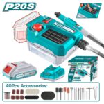 Mini Torno Total 20v - Con 40 Accesorios, 1 Batería 2.0Ah + Cargador - Imagen 2