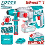 Rotomartillo Total SDS Plus - 20v, 2.5J, 2 Baterías 4.0Ah + Cargador + Maletín - Imagen 2