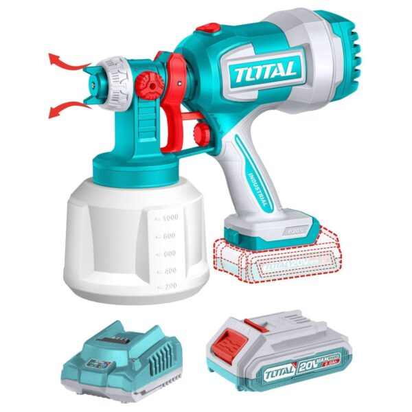 Pistola De Pintura Total 20v, 1 Batería 2.0Ah + Cargador