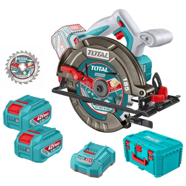 Sierra Circular Total 7.1/4" - 42v, 2 Baterías 2.5Ah + Cargador + Maletín